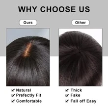 Fulgent Sun Hair Straight Bob Human Hair Wigs With Bangs For Women 2X1 Realistic Scalp Wig Brazilian Hair Straight Bob Wigs Machine Made - Natural Black - View 4