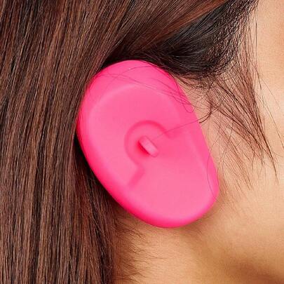 2pcs Hair Dyeing Earmuffs Silicone Hair Dyeing Waterproof Earmuffs Hair Salon Hair Dyeing Oil Inverted Earmuffs Hairdressing Tool Pink