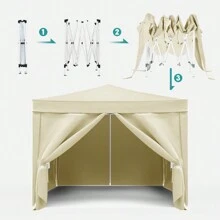 Carpa plegable portátil para exteriores EZ Pop Up de 10x10 pies con 4 paredes laterales desmontables + bolsa de transporte + 4 bolsas de peso - Beis - Ver 5