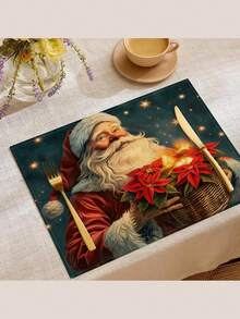 1/4 miếng lót đĩa Giáng sinh hình động vật bằng vải lanh - Thiết kế trang trí ngày lễ đa năng, miếng lót bàn có thể tái sử dụng phù hợp cho gia đình và nhà hàng, lễ kỷ niệm và trang trí nói chung - Nhiều màu - Xem 8