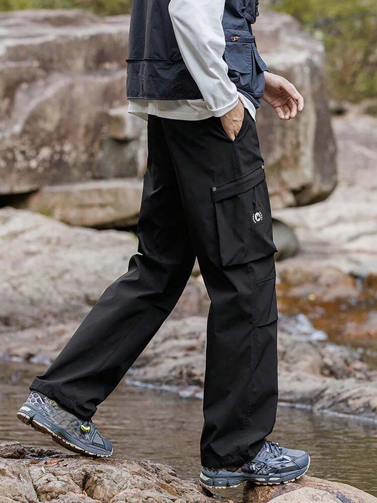Pantaloni cargo da uomo con elastico in vita, leggeri, comodi, per attività all'aperto, escursionismo, pantaloni tattici larghi a gamba larga, Z02-cachi, XXL