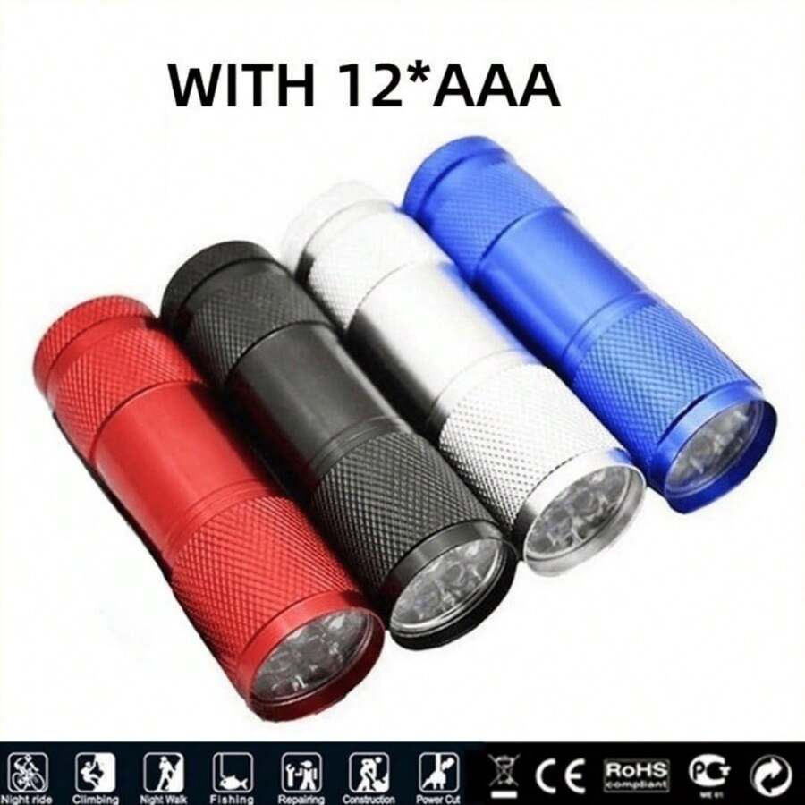 قوية جداً مصباح يدوي صغير يحتوي على 9 Led، 4ألوان مختلفة - أفضل مصباح يدوي تاك للأطفال، القراءة الليلية، انقطاعات الكهرباء، والتخييم