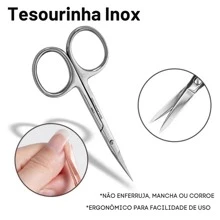 Tesoura De Inox Cortador De Unhas Gel Natural Fibra Acrilico - Prata - Visão 5