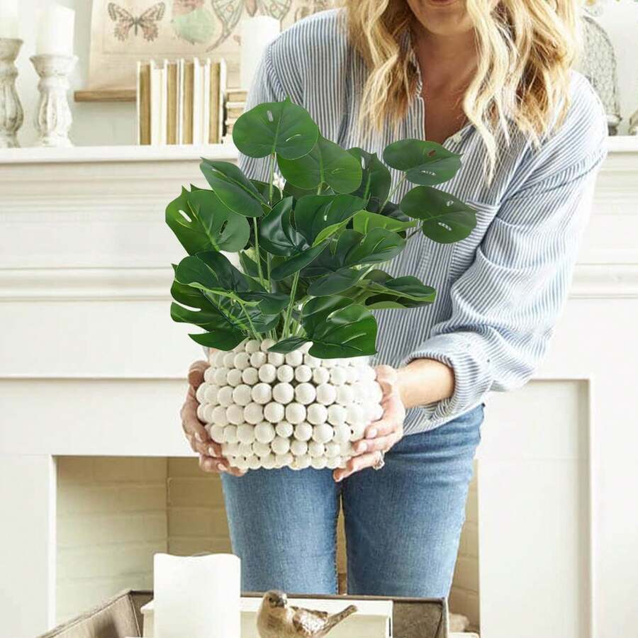 6 Bundles Fake Plants Artificial Tropical Palm Tree Faux Palm Leaves