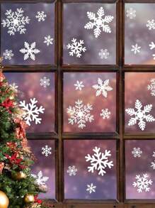 3 套圣诞雪花窗贴，静电贴纸，适用于圣诞主题派对装饰，圣诞节 - 白色 - 查看 5