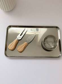 1/2 piezas Bandejas rectangulares de acero inoxidable para panadería, platos de dim sum y pasteles estilo Hong Kong, bandejas para joyería y cafetería, regalo de Navidad - Multicolor - Ver 7