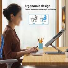 Laptop Stand, Laptop Stand For Desk, Computer Stand For Laptop, Tablet Stand Adjustable Height Notebook Holder, Foldable Portable Laptop Stand Riser, Compatible With 10-15.6 Inch Laptops Tablets, Free Liftingadjustment, Weighing 1.4kg, More Stable And Firmer, (Grey)
