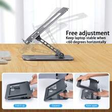 Laptop Stand, Laptop Stand For Desk, Computer Stand For Laptop, Tablet Stand Adjustable Height Notebook Holder, Foldable Portable Laptop Stand Riser, Compatible With 10-15.6 Inch Laptops Tablets, Free Liftingadjustment, Weighing 1.4kg, More Stable And Firmer, (Grey)