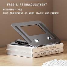 Laptop Stand, Laptop Stand For Desk, Computer Stand For Laptop, Tablet Stand Adjustable Height Notebook Holder, Foldable Portable Laptop Stand Riser, Compatible With 10-15.6 Inch Laptops Tablets, Free Liftingadjustment, Weighing 1.4kg, More Stable And Firmer, (Grey)