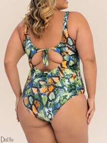 Plus Size Printed Swimsuit With Padded Cups, Zero Belly Model, With Just The Right Compression - tắc kè hoa - Xem 6