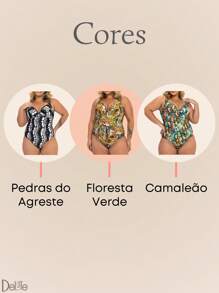 Plus Size Printed Swimsuit With Padded Cups, Zero Belly Model, With Just The Right Compression - tắc kè hoa - Xem 3
