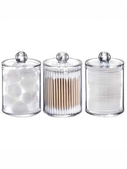 3pcs/1pc Plastic Cleaning Balls Pad Holder Stand, Bathroom Storage Box, Makeup Brush Organizer Dispenser Valentine Day Back To School