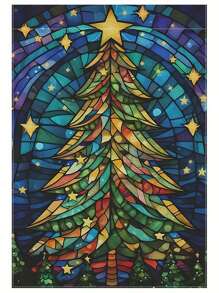 1 Peça Bandeira de Jardim Dupla Face Árvore de Natal Colorida - Poliéster Durável, Ótima para Decorações de Casa e Quintal, 30 x 45 cm, Não Inclui Mastro