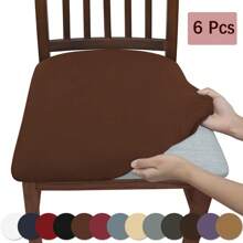 1 szt./4 szt./6 szt. Uniwersalny pokrowiec na stołek z jedwabiu mlecznego, jednolity kolor szczotkowany i wysoce elastyczny pokrowiec na siedzenie krzesła, miękki i wygodny pokrowiec na krzesło, odporny na kurz i brud, odpowiedni do krzeseł jadalnych, biur i wystroju domu, pokrowce na krzesła do jadalni, pokrowce na krzesła do jadalni, pokrowce na krzesła do jadalni, pokrowce na krzesła do jadalni, Forros Para Sillas De Comedor, pokrowce na krzesła, pokrowce na krzesła kuchenne, zestaw 6 pokrowców na krzesła do jadalni