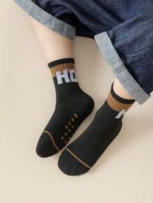 5 双儿童卡通鳄鱼简约设计运动袜，面料柔软舒适，透气吸湿排汗，适合休闲和运动穿着 - 彩色 - 查看 3