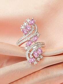 Gift Box Cubic Zirconia Rhinestone Musical Note Ring, Elegant Jewelry For Women Wedding Party Evening, Copper Material Non-Fading Non-Allergic, Ideal Holiday Gift - Silver - View 3