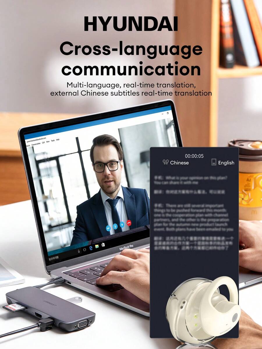 HYUNDA I Auricolare Bluetooth HYUNDAI HYT26pro, con riduzione passiva