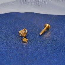 Helix Conch Titanium Piercing Ear Piercing Nose Piercing Labret Tragus 1.2X8 - 金色 - 查看 3