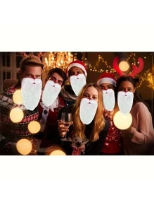 1 Pezzo Decorazione natalizia - Parrucca di Babbo Natale carina, sopracciglia, decorazioni per feste natalizie per uomo e donna, accessori di scena, accessori fotografici, regalo di Natale, scelta ideale per regali, traspirante, riutilizzabile, lavabile, con ponte nasale regolabile, in tessuto cubico confortevole