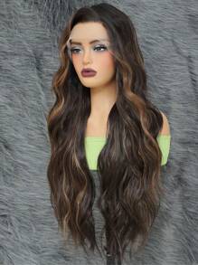Synthetic Lace Front Wig 13*4*1 T Part Synthetic Lace Frontal Wig Pre-Plucked Long Wavy Hair Wigs For Women 28inch, Beginner Friendly Wigs Transparent Lace Front Body Wave Ombre Blonde Wigs