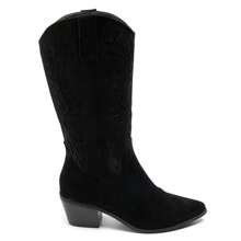 Women's Camel Western Boots With Heels - Chic Cowboy Style With Rhinestones - Black 2 - View 4