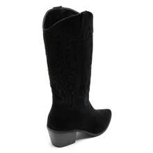 Women's Camel Western Boots With Heels - Chic Cowboy Style With Rhinestones - Black 2 - View 6