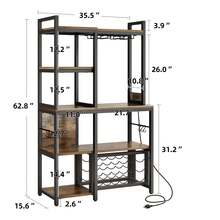 5 Tiers Wine Rack Table Bakers Rack With Wine Storage Shelves & Glass Holders For Halloween Christmas Gift - 棕色 - 查看 3