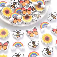 10-68pcs Natural Colorful Butterfly Sunflower Flowers Bee Wooden Bead Crystal Spacer Bead With Beadable Ballpoint Pen Accessories Production Kit DIY Jewelry Making Garland Necklaces Bracelet Keychain Pen Bead Valentines