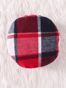 3pcs/Set Young Girl Fashion Elegant Outfits, Autumn/Spring Season: Double-Layer Cap Sleeve Knitted Turtleneck Tops And Plaid Single-Breasted Asymmetrical Hem Skirts And Matching Hats, Young Girl Casual Comfort Soft Matching Sets For School, Children Autumn/Spring Clothing