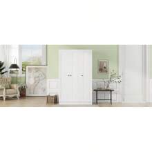 3-Door Shutter Wardrobe With Shelves, White