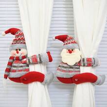 Gancho decorativo para sostener cortinas con diseño de personaje de dibujos animados navideños - Rojo y blanco - Ver 1