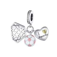1 peça de luvas de boxe esportivas, eu amo jogar futebol, conjunto de várias peças, pingente banhado a prata, adequado para pulseira original, colar, joias faça você mesmo