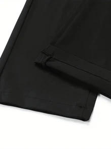 Men's Wrinkle-Resistant Elastic Business Trousers, Solid Color Straight Leg Slanted Pocket Casual Pants, Daily & Commute Wear