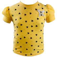 Children's Ribbed Blouse With Bow - REF:1342 - 黃色 - 查看 1