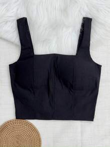 Cropped Top With Padding And Back With Zipper - 黑色 - 查看 1