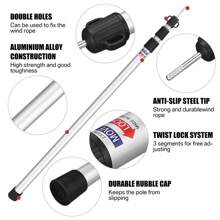 Set Of 2 Telescopic Aluminium Tent Tarp Poles Including Bag. 90cm To 230cm Max - Telescopic Portable Adjustable Poles For Tents, Tarps, Awnings, Camping, Shelters, Hiking - Silver - View 4