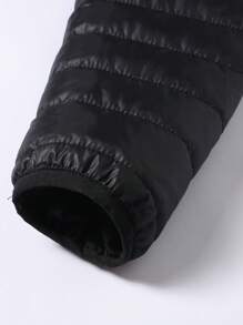 1 件男士纯色连帽绗缝轻质棉服外套，休闲户外徒步旅行运动外套，秋冬