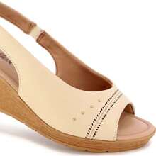 Usaflex Women's Leather Wedge Platform Sandal Medium - khỏa thân - Xem 5