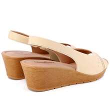 Usaflex Women's Leather Wedge Platform Sandal Medium - khỏa thân - Xem 3