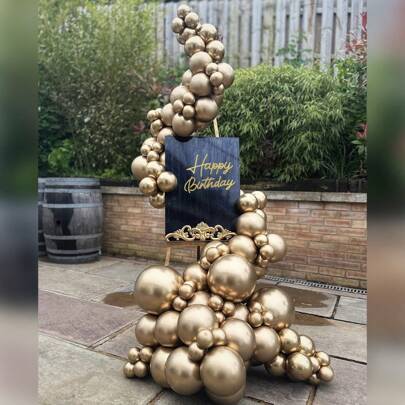 طقم إكليل من البالونات ذهبي ميتاليك للشمبانيا،مجموعة بالونات معدنية بلون الكروم مناسبة لحفلات عيد الميلاد والذكرى السنوية والزفاف والحفلات والمناسبات العيد والهالوين والكريسماس