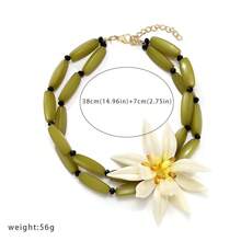 1 件夸张树脂花朵手工串珠吊坠项链，适合女士情人节 - 項鍊 - 查看 5