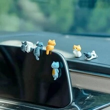 6pcs/Set Cute Back View Cat Healing Style Car Interior Dashboard Screen Cartoon Figurine Decoration - Multicolor - View 6