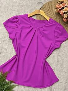 Women's Fashion Blouse - Red Violet - View 3