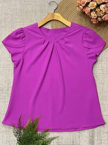 Women's Fashion Blouse - Red Violet - View 2