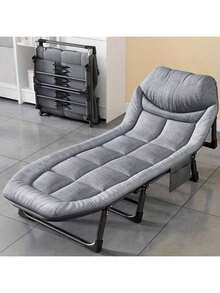 Lunch Break Folding Bed Office Single Bed Artifact Simple And Portable Hospital Escort Camp Bed Nap Bed With Mattress Adjustable Folding Chair 1pc - Grey - View 2