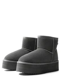 Women's 1.96 Inch Platform Ankle Winte Snow Boots Genuine Suede Classic – Faux Fur Lining Water-Resistant With DIY Bows,, Memory Foam Insole, And Anti-Slip Outsole Christmas Holiday Festive Grey Boots - 灰色 - 查看 11