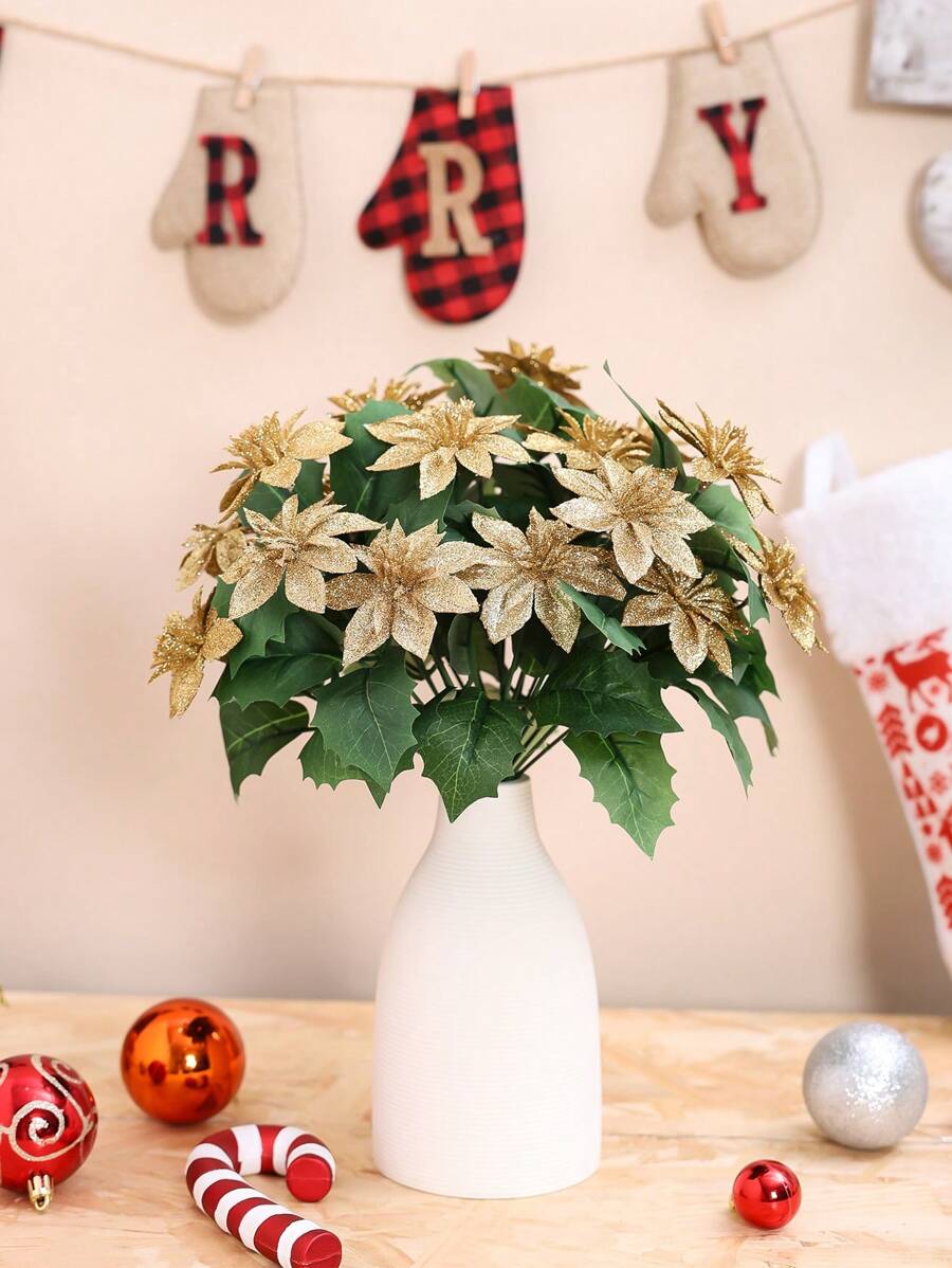 1 Cây hoa thông Noel nhân tạo - Hoàn hảo cho trang trí nhà ngày lễ & theo mùa, phòng khách, trang trí lò sưởi Giáng sinh (Không bao gồm bình hoa) - Cành hoa-1 cái - Xem 1