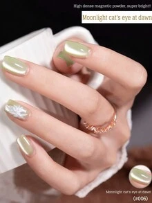 万圣节秋冬高密度水晶石猫眼胶玻璃珠猫眼2024年新款流行秀白月光光疗胶指甲油闪片套装 - 彩色 - 查看 9