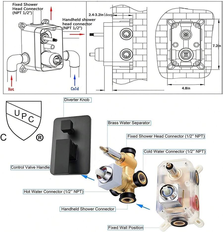 Shower Faucet Set Ceiling Black 8 In Rainfall Shower Head Combo Kit