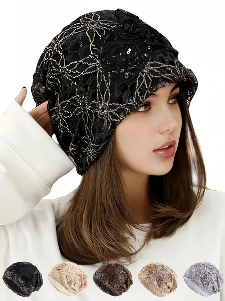 5138 Women Lace Lightweight Beret Floral Hollow Out Hat Breathable French Women Lightweight Beret Floral Hollow Out Hat Oman | Ubuy main image 2